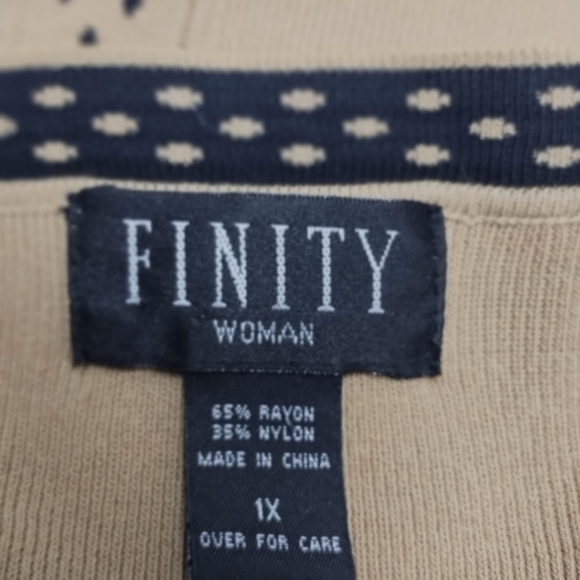 Tan Sweater with Polka Dot Trim - Picture 3 of 4